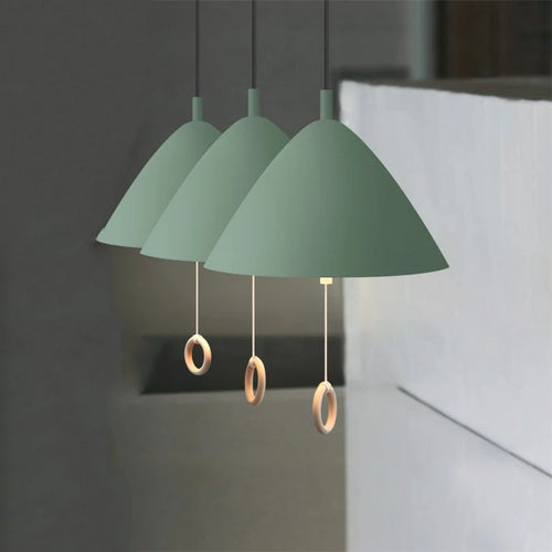 lampe suspendue design simple macaron avec interrupteur à tirer - vue 3 sur 10