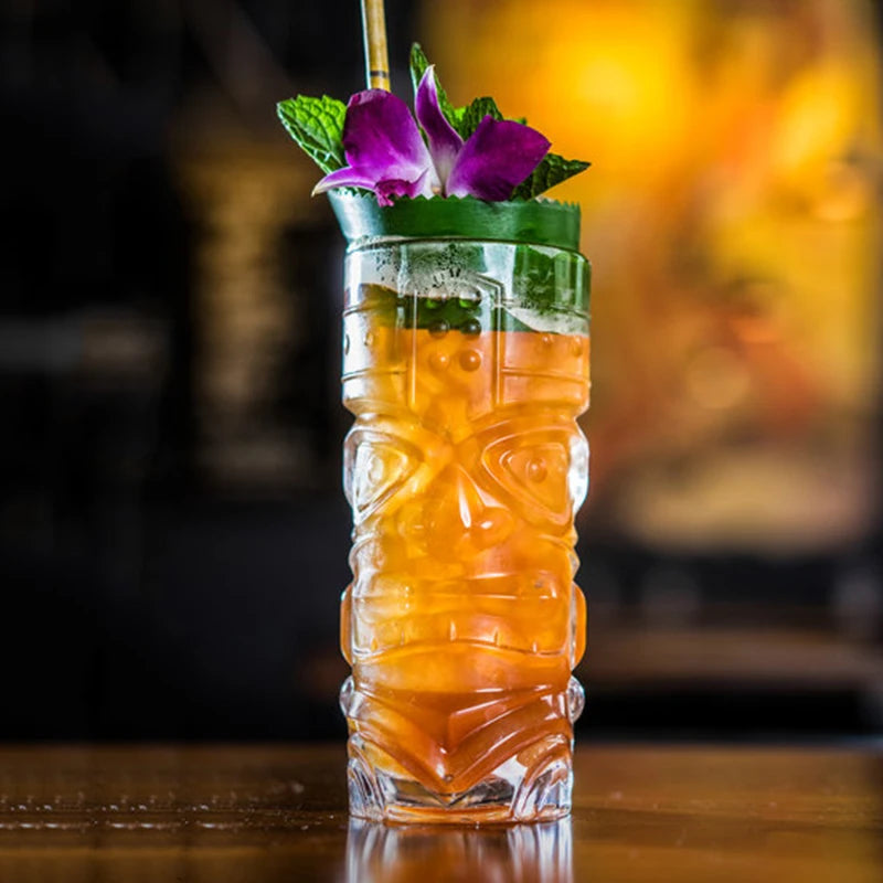 Mug tiki en verre style bar exotique cocktail - vue 7 sur 7