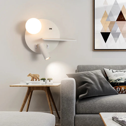 applique murale modernes minimalistes avec usb angle réglable - vue 4 sur 10