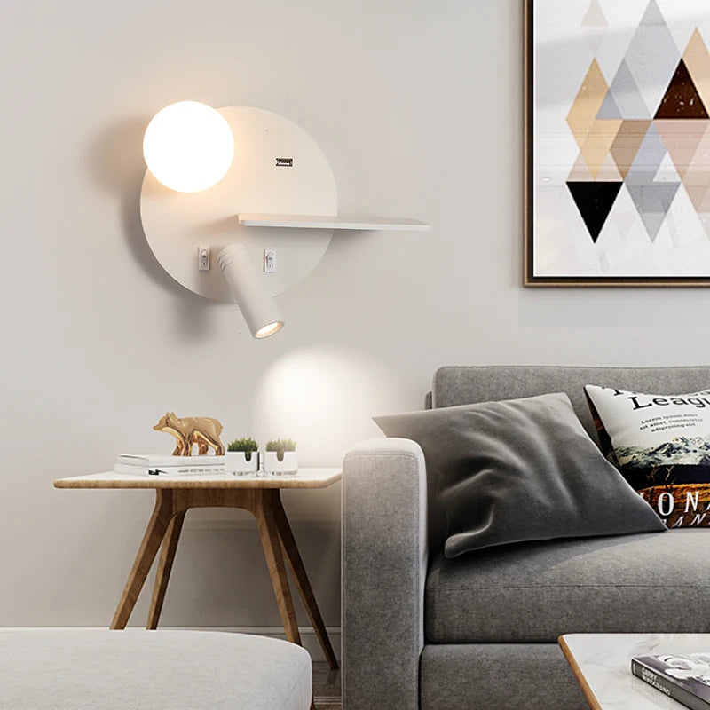 applique murale modernes minimalistes avec usb angle réglable - vue 4 sur 10