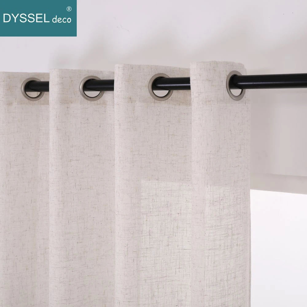 Rideau effet lin rayures style américain salon chambre - vue 3 sur 6