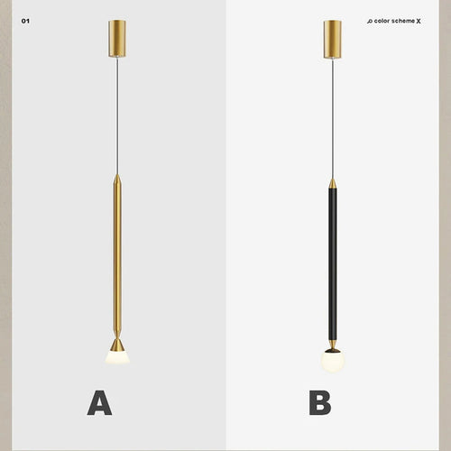 suspension créative simple avec long câble en verre et aluminium - vue 7 sur 10