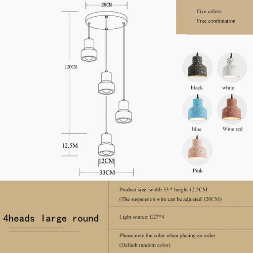 suspension moderne en terrazzo design nordique plusieurs couleurs led - vue 20 sur 28