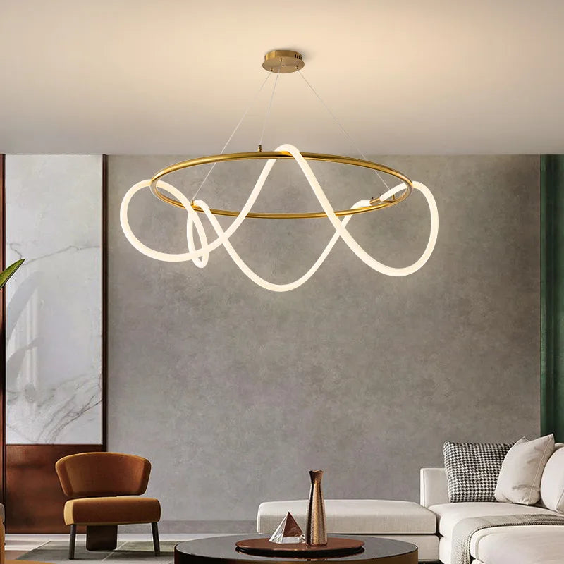 Creative Line Pendant Lamp with 360 degree Lighting for Bedroom Living room Dining room Kitchen lighting - vue 5 sur 11