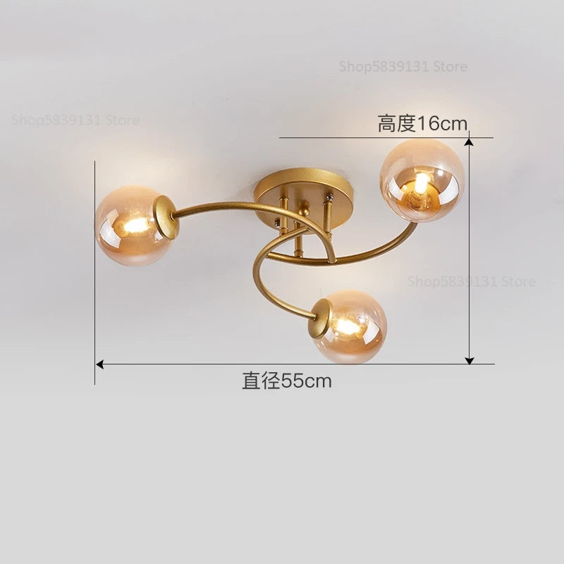 plafonnier nordique simple en verre avec led moderne - vue 8 sur 12