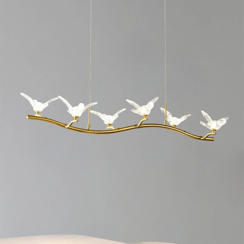 lustre moderne de luxe en cristal avec lampe d'oiseau led - vue 3 sur 9