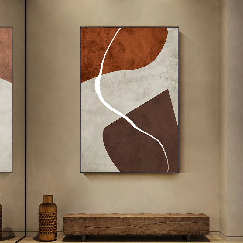 Tableau  peinture murale abstraite moderne en blocs géométriques minimalistes - vue 2 sur 9