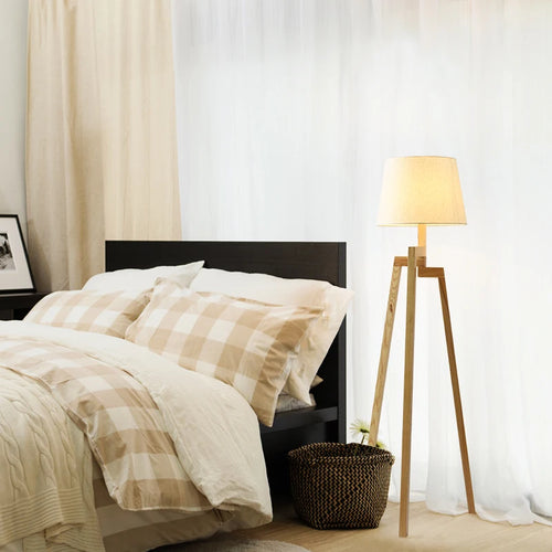 lampadaire nordique en bois design créatif à trois pieds - vue 4 sur 8