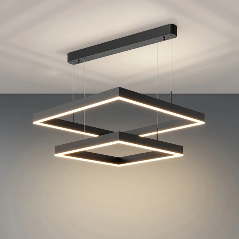 2024Modern Chandelier Square bedroom Chandelier Lighting  Hanging Lamp Home Lighting Samsarah Lighting - vue 1 sur 11