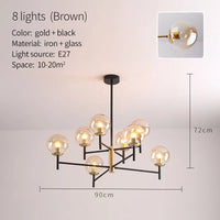 lustre industriel nordique 6 lumières ampoules à bulles de verre