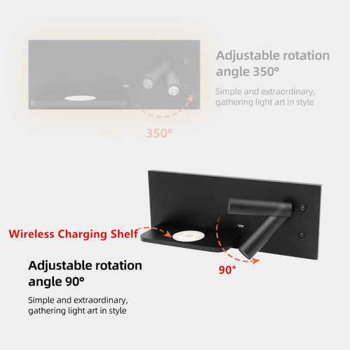 Tokili Applique murale LED avec chargeur USB et sans fil - vue 7 sur 18