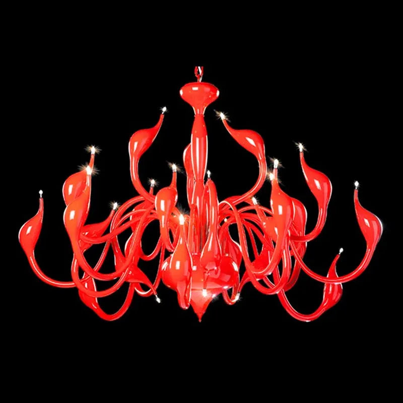 suspension nordic swan en fer art déco moderne - vue 4 sur 11
