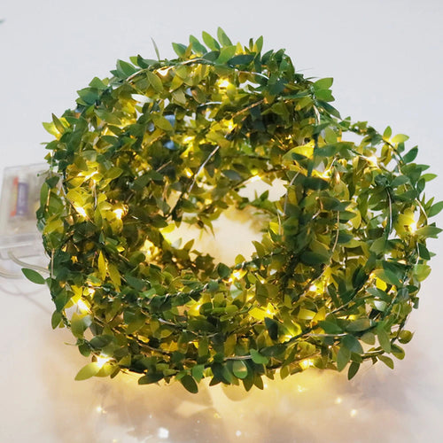 guirlande lumineuse à feuilles artificielles pour décorations festives - vue 3 sur 11
