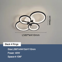 lustre moderne à anneaux circulaires avec éclairage led