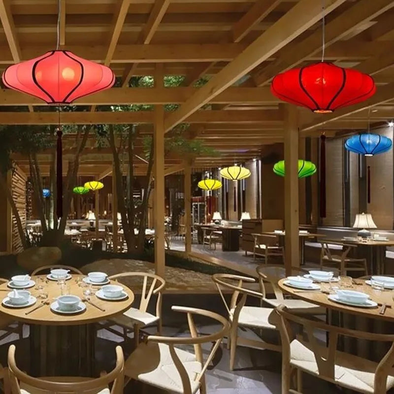 lustre en tissu chinois pour restaurants et hôtels - vue 5 sur 11