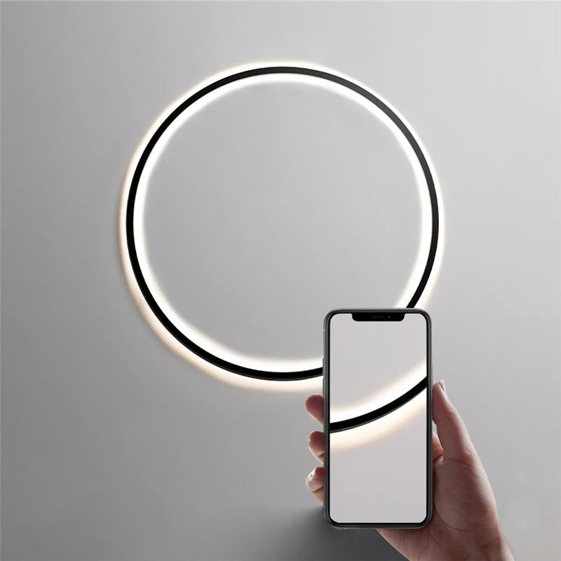 applique murale à led en forme d'anneau pour décoration moderne - vue 6 sur 10