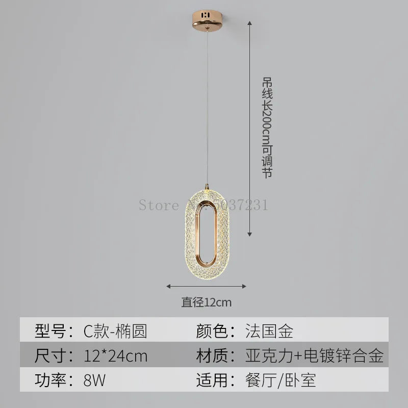 suspension LED en cristal doré au design nordique moderne - vue 10 sur 21