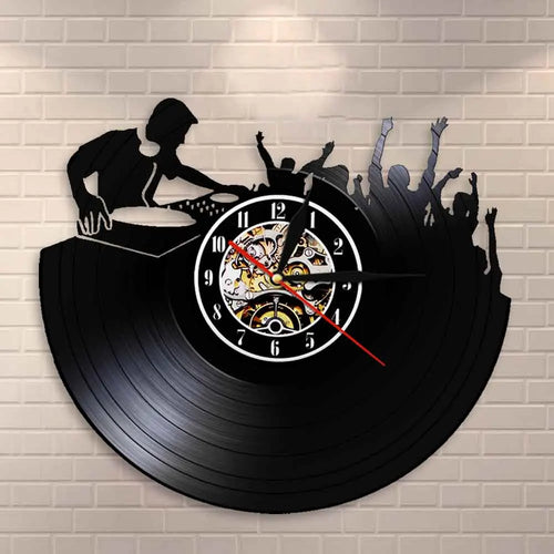 horloge murale 3d vinyle pour ambiance disco et soirée musicale - vue 2 sur 7