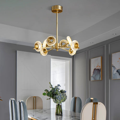 lustre de luxe en cuivre design minimaliste pour éclairage créatif - vue 3 sur 10