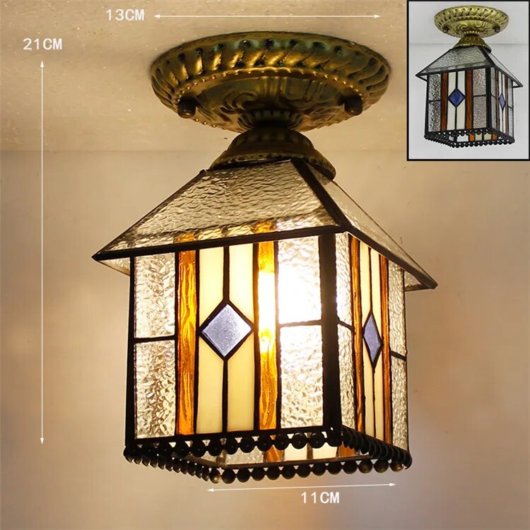Plafonnier Led en verre créatif moderne avec ampoule 7W E27 - vue 19 sur 30
