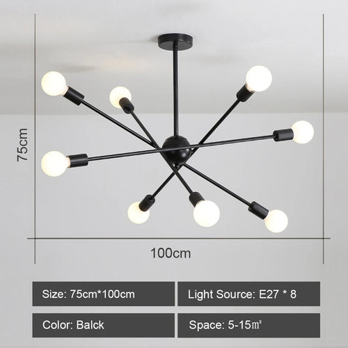 Plafond moderne à LEDs lustre lumière salon chambre industrielle spoutnik lustres suspension lampe créative éclairage maison décor - vue 12 sur 16