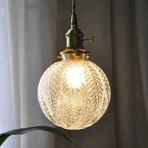 suspension rétro en verre et cuivre style nordique décoratif - vue 3 sur 7