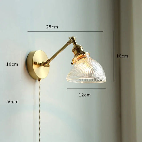 applique led moderne verre chaîne interrupteur nordique cuivre lumière - vue 17 sur 23