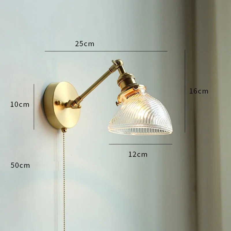 applique led moderne verre chaîne interrupteur nordique cuivre lumière - vue 16 sur 23