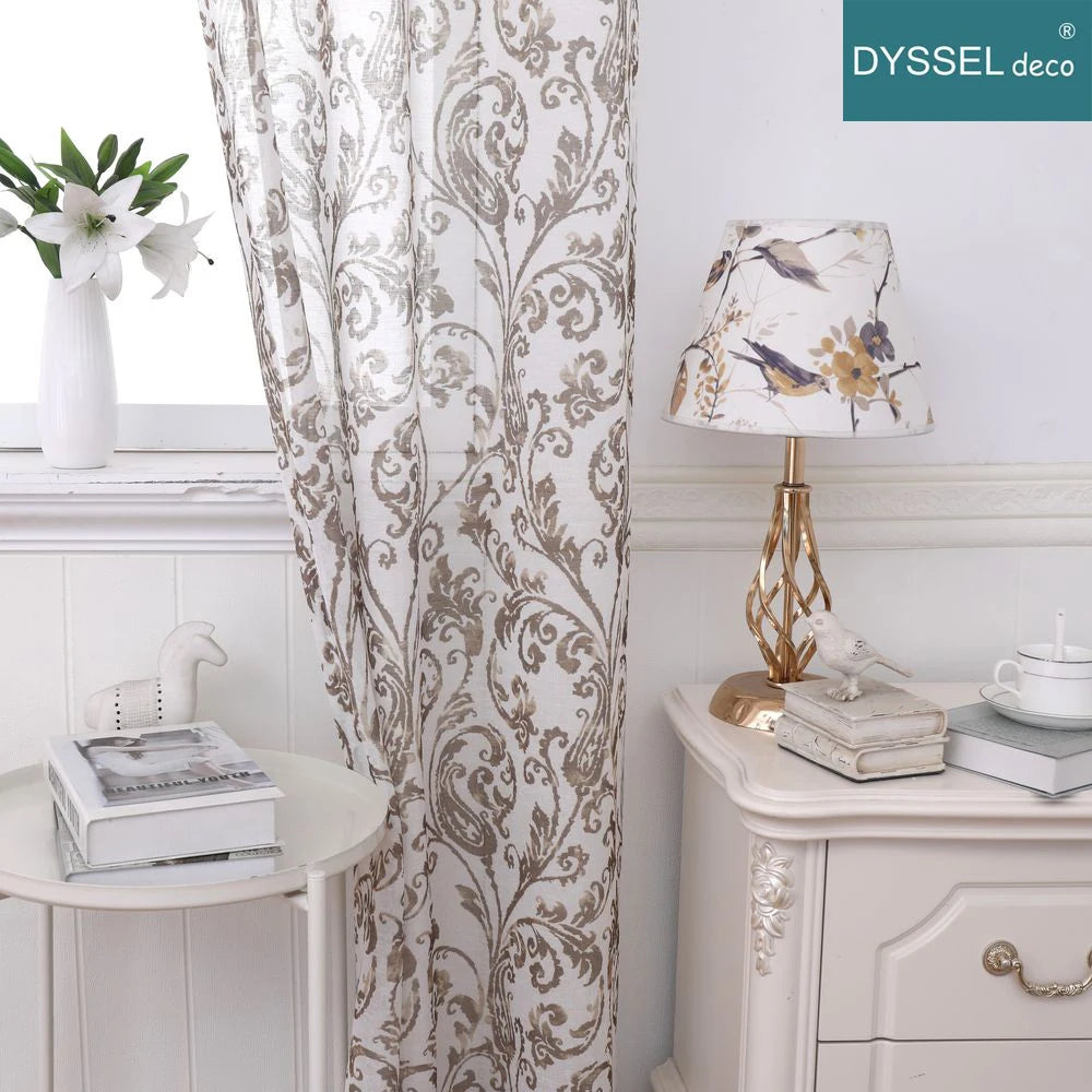 Voilage moderne imprimé floral style européen salon chambre - vue 3 sur 8