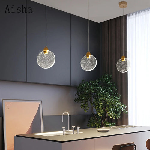 suspension en cristal moderne créative avec éclairage led - vue 6 sur 8