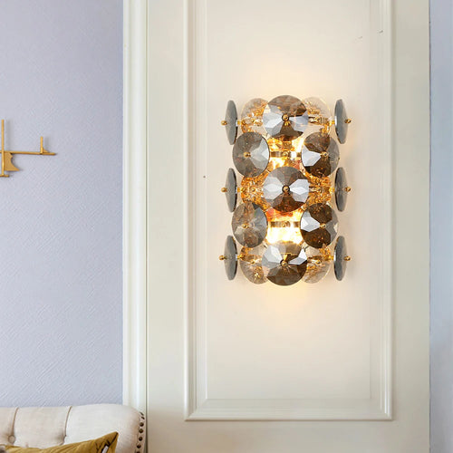 Applique murale LED appliques éclairage chambre salon fumée gris cristal applique chevet décor applique murale - vue 5 sur 6