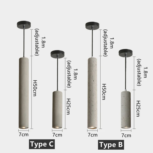 suspension moderne à led en béton pour décoration industrielle - vue 4 sur 12