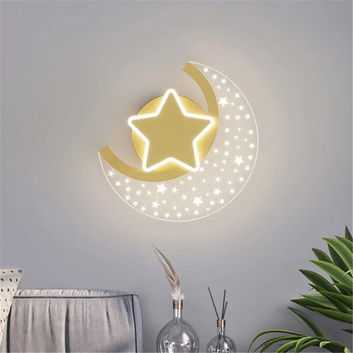 applique murale led étoile et lune pour décoration intérieure - vue 4 sur 8