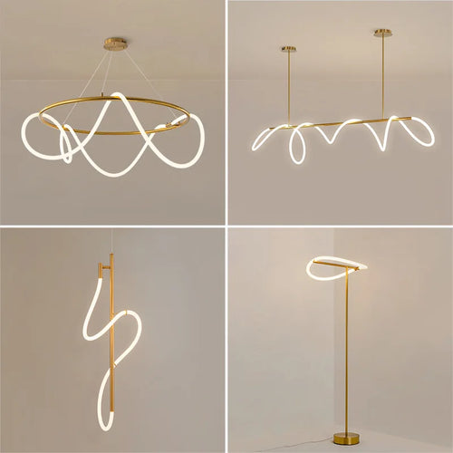 Creative Line Pendant Lamp with 360 degree Lighting for Bedroom Living room Dining room Kitchen lighting - vue 5 sur 11