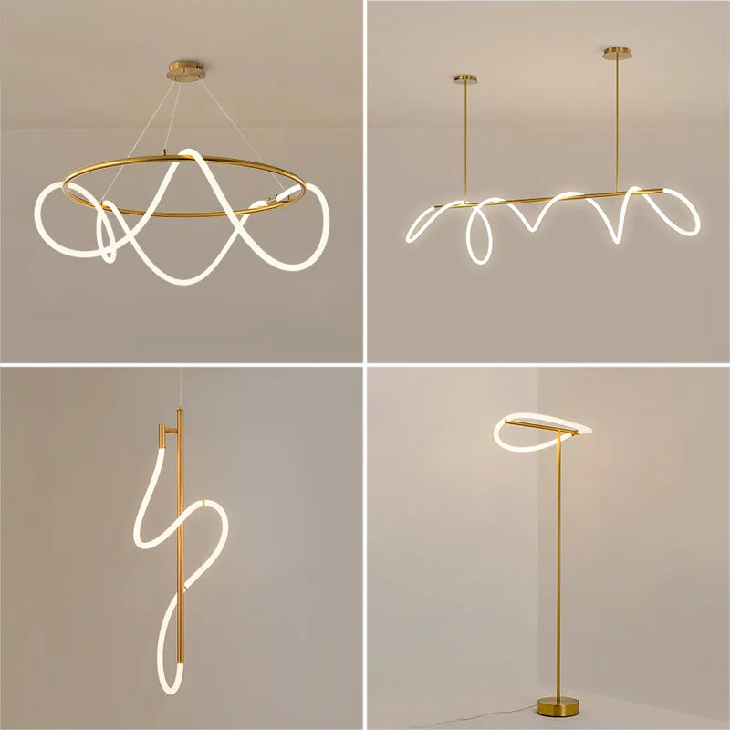 Creative Line Pendant Lamp with 360 degree Lighting for Bedroom Living room Dining room Kitchen lighting - vue 4 sur 11