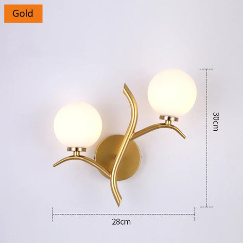 Applique murale led en métal nordique boule de verre dorée postmoderne loft café - vue 8 sur 8