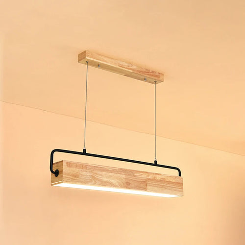 lampes suspendues nordiques en bois led modernes - vue 3 sur 7