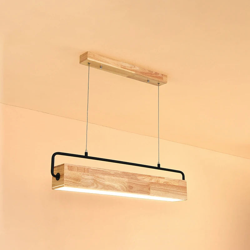 lampes suspendues nordiques en bois led modernes - vue 3 sur 7