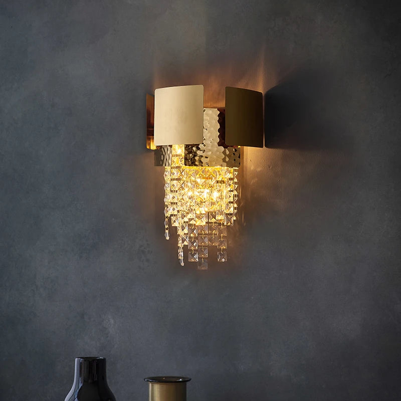 NAVIMC moderne applique en cristal pour chevet or applique murale LED appliques luminaires salon décor applique murale LED lumière en cristal - vue 1 sur 6