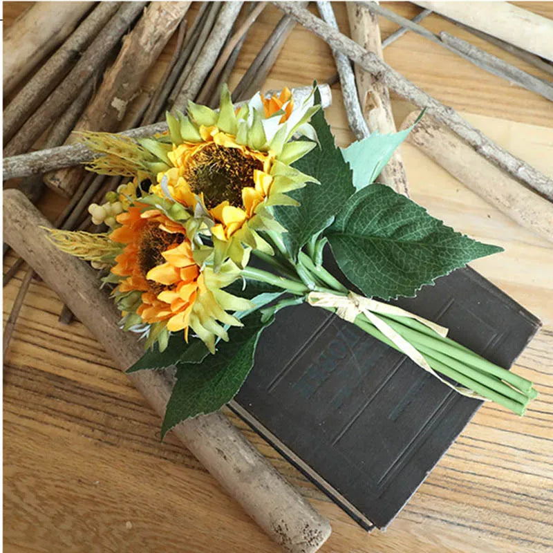 bouquet de tournesols artificiels pour mariage et décoration florale - vue 6 sur 7