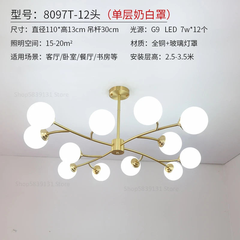 lustre led moderne nouvelle lampe suspension moléculaire nordique - vue 14 sur 14
