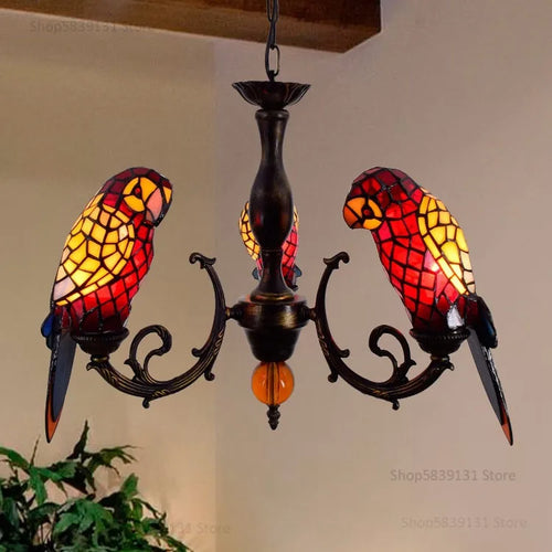 lustre suspendu led perroquet en verre post-moderne rétro américain - vue 12 sur 16