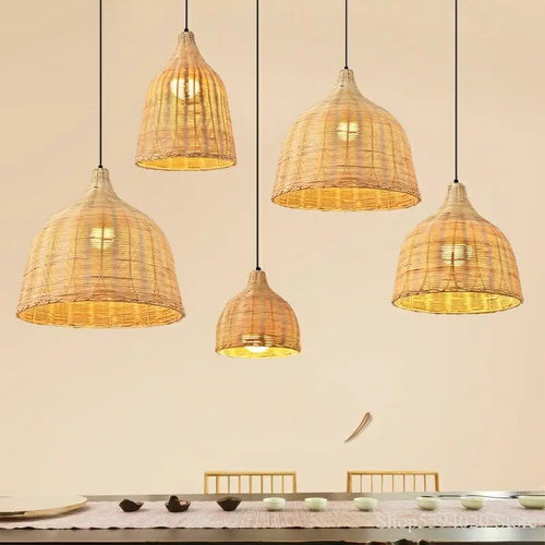 suspension en rotin et bambou pour décoration intérieure rusticité asiatique - vue 3 sur 16