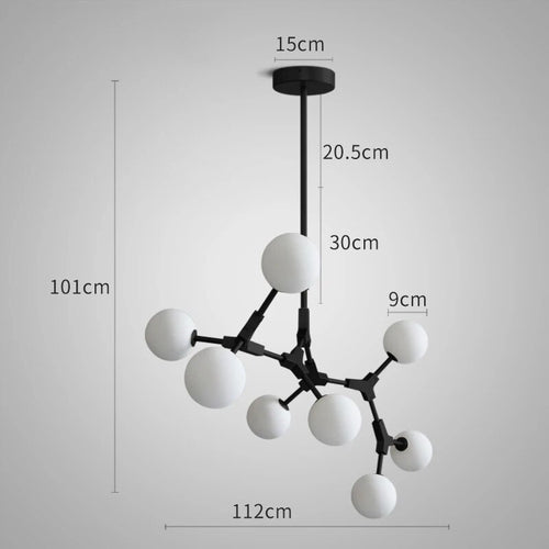Suspension verre laiteux nordique postmoderne - vue 19 sur 18