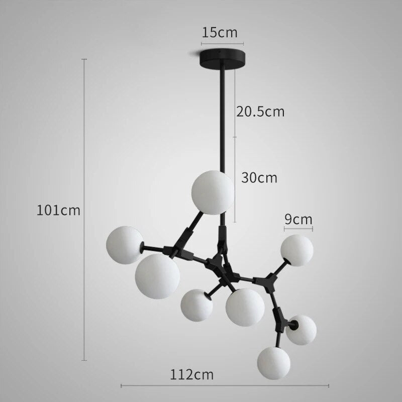 Suspension verre laiteux nordique postmoderne - vue 18 sur 18