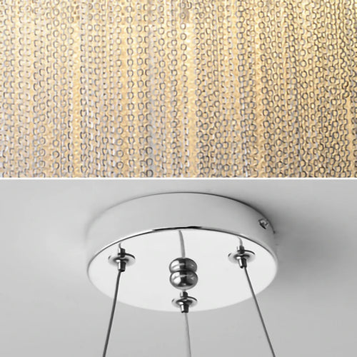 lustre moderne en aluminium avec pampilles rondes et éclairage led - vue 6 sur 7