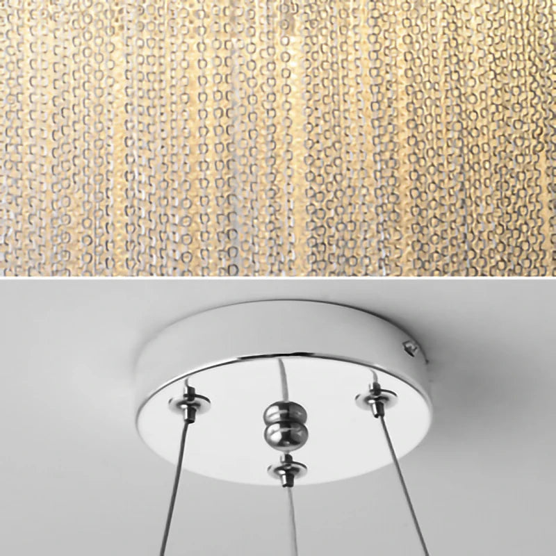 lustre moderne en aluminium avec pampilles rondes et éclairage led - vue 5 sur 7