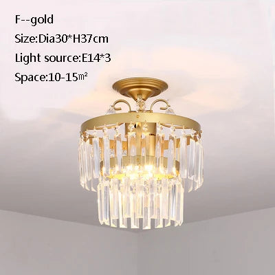 plafonnier led en cristal doré pour décoration moderne - vue 8 sur 22