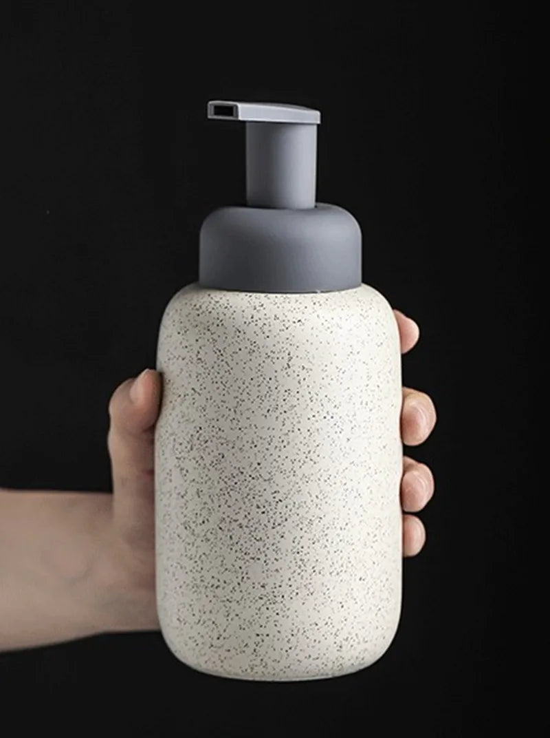distributeur de savon en céramique mousse pressante pour salle de bain - vue 4 sur 18