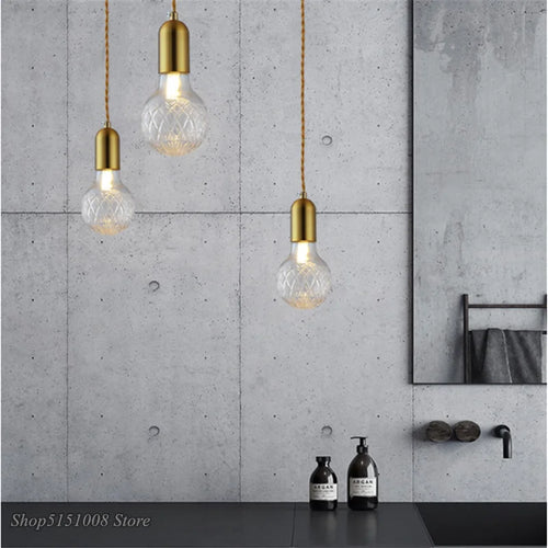 boule de verre moderne suspension led luminaire décoratif - vue 3 sur 15